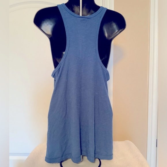Free People Long Beach Ribbed Blue Tank Top size Lg - Picture 5 of 10